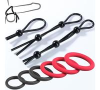 BeHorny Ensemble d'anneaux péniens, 9 anneaux péniens de type gland et lasso