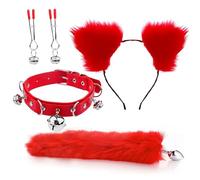 BeHorny Ensemble de bondage, collier pour chat, oreilles, queue avec plug anal, pinces à tétons