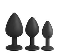 BeHorny Ensemble de trois plugs anaux en silicone de qualité supérieure, noir