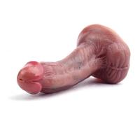 BeHorny Gode Sex Toy, Gode pénis réaliste avec boules en Silicone Liquide avec Ventouse