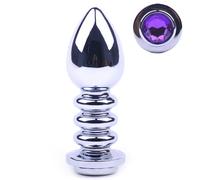 BeHorny Large 11 cms Plug Anal en Acier avec Bijou Strass Violette
