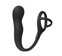 BeHorny Plug anal pour massage de la prostate avec anneau pénien, noir