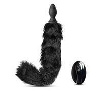 BeHorny Plug Anal Queue d'Animal Vibrant Rechargeable Télécommandé à 10 Vitesses, Noir