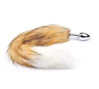 BeHorny Plug anal Queue de Renard fourrure, Plug Anal Queue de Chat, Marron et Blanc