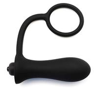 BeHorny Plug Anal Vibrant en Silicone Mega Power avec Anneau Pénien, Noir