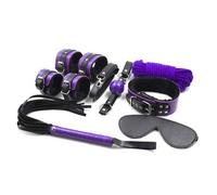 BeHorny S & M Kit de Bondage comprenant Menottes, Corde, Bandeau,Fouet, Bâillon, Collier