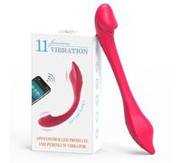 BeHorny Vibromasseur point G/prostate, tête inclinée haute puissance contrôlée par application, moteurs aux deux extrémités