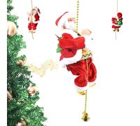 behound Electric Chimney Climbing Santa Claus Musical Toys, Climbing Santa on Rope for Novelty Toys, Santa Climbing Ladder to Christmas Tree, Santa Claus Climbing Rope (Gold Feet)