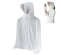 behound Lightweight Sun Protection Clothing for Men and Women-UPF 50+ Long Sleeve Sun Protection Hoodie Shirt with Pockets (White,M)