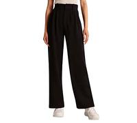 behound Lightweight Tailored Wide Leg Pants, Womens Casual Effortless Tailored Wide Leg Pants (Black,L)