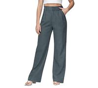 behound Lightweight Tailored Wide Leg Pants, Womens Casual Effortless Tailored Wide Leg Pants (Blue,2XL)