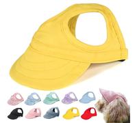 behound Outdoor Sun Protection Hood for Dogs, Summer Adjustable Drawstring Dog Sun Protection Baseball Hat Cap, Pet Outdoor UV Protection Hat with Ear Holes (L,Yellow)