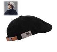 behound Retro Vintage Street Beret Cap, 2023 Trendy Men's Flat Adjustable Beret Hats, Newsboy Hats for Men (Black,One Size)