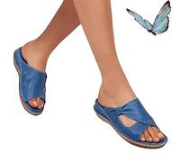 behound Women Casual Summer Sandals, Summer New Flat Bottom Slippers with Arch Support, Casual Sandals for Women 2023 (39,Blue)