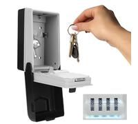 beibijio Boîte à Clé Sécurisée Exterieur, Mise à niveau 2025 4 Code Grande Boîte à Clés Murale Étanche avec Lumière Automatique, Robuste Coffre-Fort à CléS Antirouille pour Maison, Garage, Gris