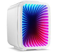 BEICHEN Mini réfrigérateur, 4 litres/6 canettes avec lumière LED à intensité variable, refroidisseur thermoélectrique portable AC/DC et chauffage pour chambre à coucher, bureau, salon