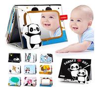 beiens Jouet Bebe 0 3 6 12 Mois,Livre Tissu Bebe avec Miroir,Noir et Blanc Livres d'éveil Doux Froissé avec Panda,Jeux Bebe Montessori Bebe eveil 0-6 Mois,Cadeau Bebe Naissance Garcon Fille