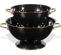 beifeier Ensemble de Passoire en Métal - 23cm et 28cm, Passoire Cuisine avec Poignée et Base pour Pâtes, Fruits et Légumes, Lavable au Lave-vaisselle (Noir Clair)