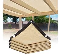 Beige 90% Filet de Toile d'ombre, 2 x 2 m 3 x 4 m 4 x 6 m 5 x 5 m 6 x 12 m 7 x 8 m 9 x 10 m Tissu d'ombrage résistant aux Rayons UV Voile ombragant, Rideau de Soleil avec œillets (Taille : 6 x 7 m