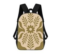 Beige And Olive Floral Pattern - Minimal Botanical Wall Art for Modern Interiors Sac À Dos Enfant Tendance Et Amusant, Sac À Dos Pour Garçons Et Adolescents, Sac D'école Imprimé En 3D Pour Garçons 17i