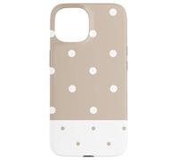 Beige and White Polka Dots Classic Polkadots Aesthetic Coque pour iPhone 15