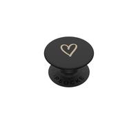 Beige Anthracite - Design Simple en Forme de cœur dessiné à la Main PopSockets PopGrip Adhésif