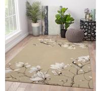 Beige Area 120x180 Tapis Salon carpette Lavable Boheme Descente lit Large Magnolia Bird Farmhouse Soft Resistant Taches Indoor for Chambre Bebe Kids Playroom Office Salle Manger Home House Decor