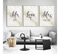Beige Art Affiches Couple Toile Peintures Mr Mrs Love Citations Imprimer Photos Nordique Mur Affiche Marbre Mur Art Salon Décor/Pas De Cadre-50x70cmx3P