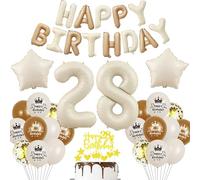Beige Ballon 28 ans anniversaire Femme 28 ans Décorations Anniversaire Beige Ballon 28 anniversaire Crème 28 ans Femme anniversaire 28 ans Beige Ballon or 28 ans Happy Birthday Guirlande Beige