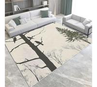 Beige Birds Perchés sur Un Arbre Intérieure Doux Machine Lavable Non Glipt, Tapis À Tas Court sans Grenouille,