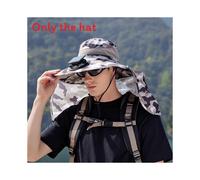 (Beige)Chapeau de soleil camouflage équipé d'un ventilateur de charge et protection du cou pour tous les jours