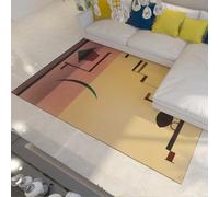 Beige Chaud avec de Chambre à Coucher Lavable en Terre Cuite Tapis 100x150cm Chevet Vintage géométrique Abstrait Cuisine lavables Machine Couloir antidérapants pour Le Coin du feu Salon