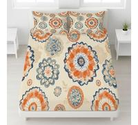 Beige Drap Housse, 90 x 190 x 30 cm,Polyester Microfibre Coins Élastiqués Drap-Housses pour Matelas Épais jusqu'à 30 cm (12"), Vintage Abstrait Mandala Unique Drap Housse