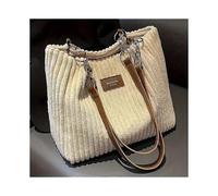 (beige)Elegant Corduroy Tote Bag for Women, Chain Strap Shoulder Bag, Large Capacity, Daily Commute Handbag Handbag For School Work Travel