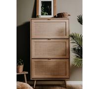 Beige Finori Armoire à chaussures - Meuble d’entrée pour Couloir/salon - Bali 49A Chêne sonoma/ impression de canne @sale12647