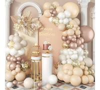 Beige Gold Champagne Balloon Arch Kit, 108 Pieces Beige With Soft Orange Balloons, Beige White And Champagne Gold, Boho Decoration Balloons For Birthday, Baby Shower, Wedding,