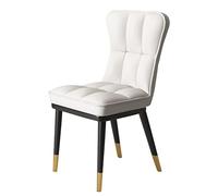 Beige High Back Dining Chair Waterproof Synthetic Leather Kitchen Furniture Soft Seat Metal Legs Modern Design Stylish & Durable for Home & Restaurant Use