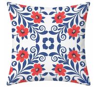 Beige Housse Coussin 50x50 Lot de 1, Fleur Taie Oreiller 50x50cm, Lin Housse de Coussin avec Fermeture Éclair Invisible, Carré Taie d'oreiller pour Extérieur Jardin Salon Décor Maison Cadeau U-1822