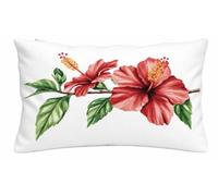 Beige Lin Housse Coussin 40x50cm Lot de 1, Coussin Canape 40x50 K-5329 | Fleur Rectangulaire Taie Oreiller vec Fermeture Éclair Invisible, pour Extérieur Jardin Salon Décor Maison Cadeau