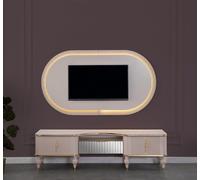 Beige moderne Ensemble mural Designer RTV-Lowboard Panneau mural 2pcs