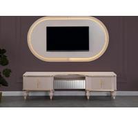Beige moderne Ensemble mural Designer RTV-Lowboard Panneau mural 2pcs