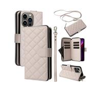 (Beige, Multicolor) For iPhone 13 Pro Case Wallet PU Leather Rhombus Stand Anti-Fall Phone Cover - Wine Red