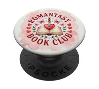 Beige Pink Cute Romantasy Book Club Bookish Heart Aesthetic PopSockets PopGrip Adhésif