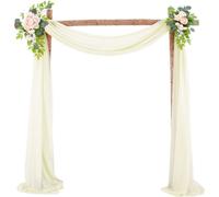(Beige) Rideau de décoration d'arc de mariage avec 2 guirlandes de fleurs artificielles