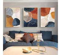 Beige Rouge Bleu Géométrique Toile Peinture Boho Affiches Et Gravures Moderne Abstrait Mur Art Photo Salon Décor À La Maison23,6 "x 35,4" (60x90cm) No frame