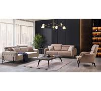 Beige Salon Ensemble de canapés design 2x fauteuils en tissu 3pcs.