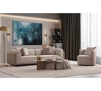 Beige Salon Set Lumineux Ensemble de canapés 3+1 places Nouveauté 2pcs. nouveau