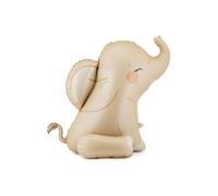 PartyDeco® Ballon en aluminium éléphant - 84 x 90 cm - Ballon XXL assis - Beige - Auto-scellant - Motif animal - Décoration de fête