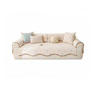Beige Sofa Cover, Non-Slip Chenille Sofa Slipcover, Pet Couch Covers | 2-5 Seater Universal Sofa Cushion Cover, Living Room Furniture Protector, With Tasselled, Washable(Stars,70x240cm)