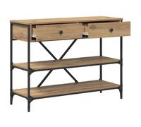 Beige Table console - CLARENCE - Meuble couloir - avec tiroir avec étagère Autre Marron bois CC1095